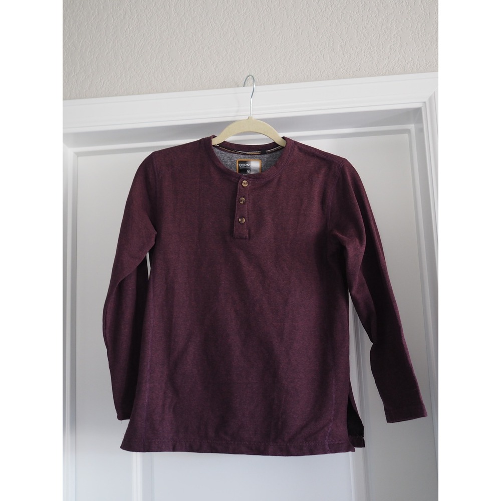 Burnside Henley Burgundy Long Sleeve Shirt Casual Gorpcore Large Good Heathered